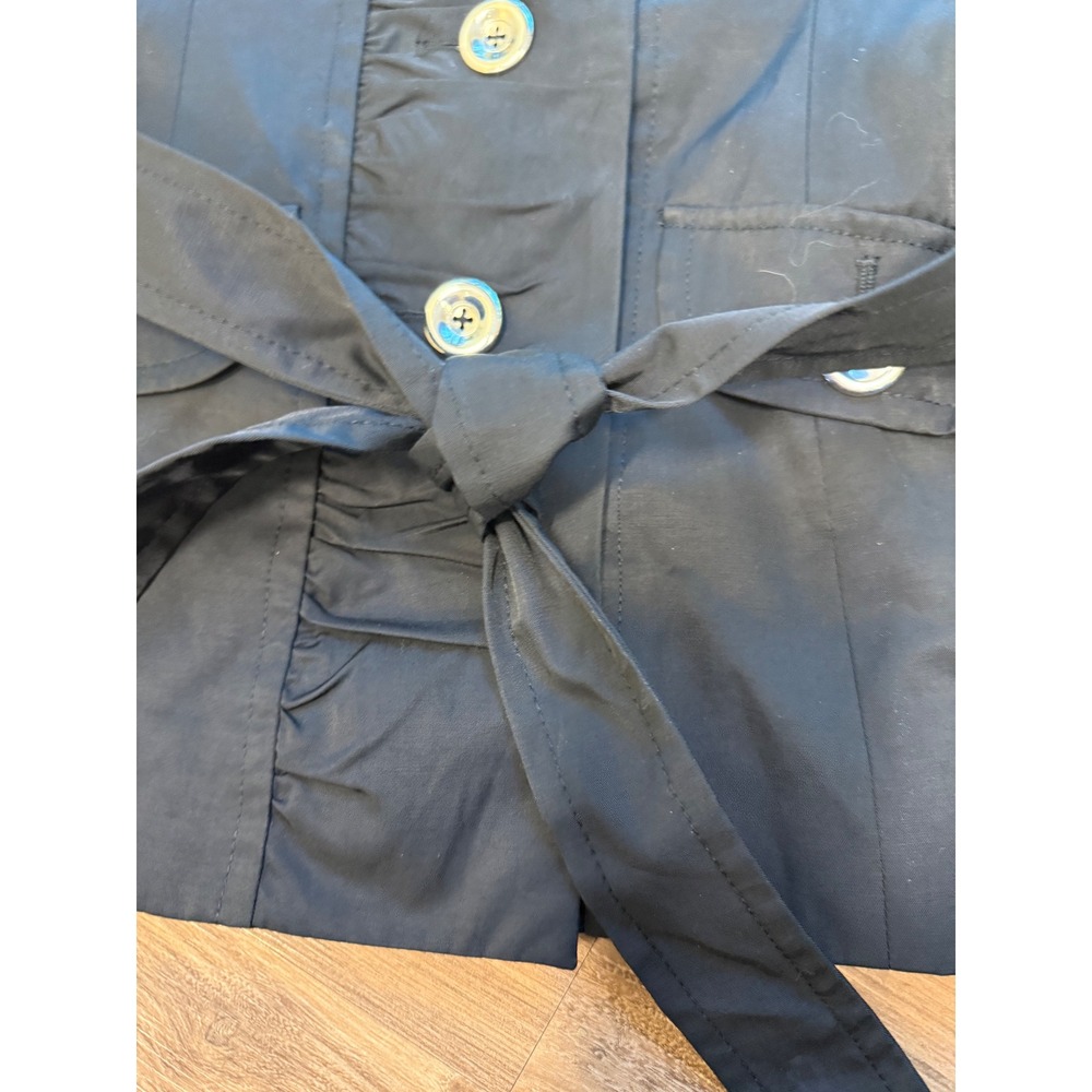 White House Black Market Black Ruffle Collar Belted Trench Jacket Size M - Picture 4 of 14